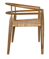 Finley Teak Wood Arm Chair with Rattan-Club Chairs-Noir-LOOMLAN