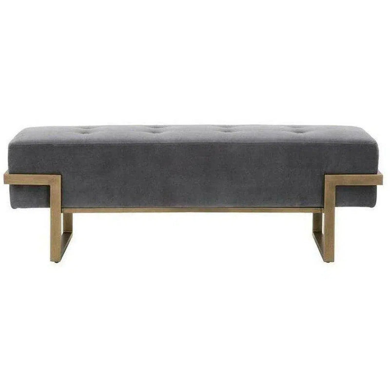 Fiona Bench Blush Gray Velvet Brass