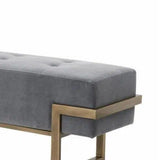 Fiona Bench Blush Gray Velvet Brass