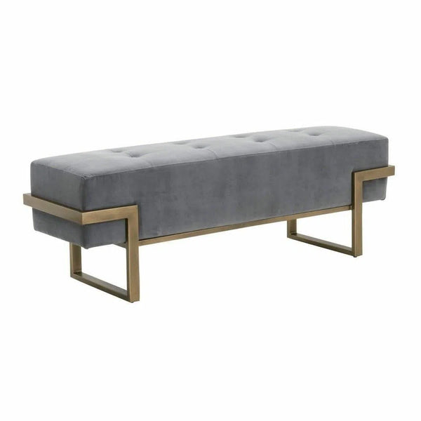 Fiona Upholstered Bench Blush Gray Velvet Brass Bedroom Benches LOOMLAN By Essentials For Living