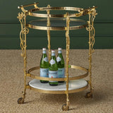 Fiore Brass Glass & Marble Shelf Bar Cart-Home Bar Carts-Currey & Co-LOOMLAN