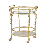 Fiore Brass Glass & Marble Shelf Bar Cart-Home Bar Carts-Currey & Co-LOOMLAN