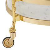 Fiore Brass Glass Top And Marble Shelf Bar Cart