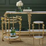 Fiore Elegant Brass Marble Top Console Table