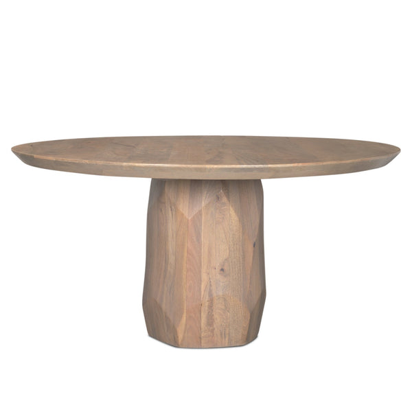 Fitzgerald Wooden Round Dining Table-Dining Tables-Mercana-Brown-LOOMLAN