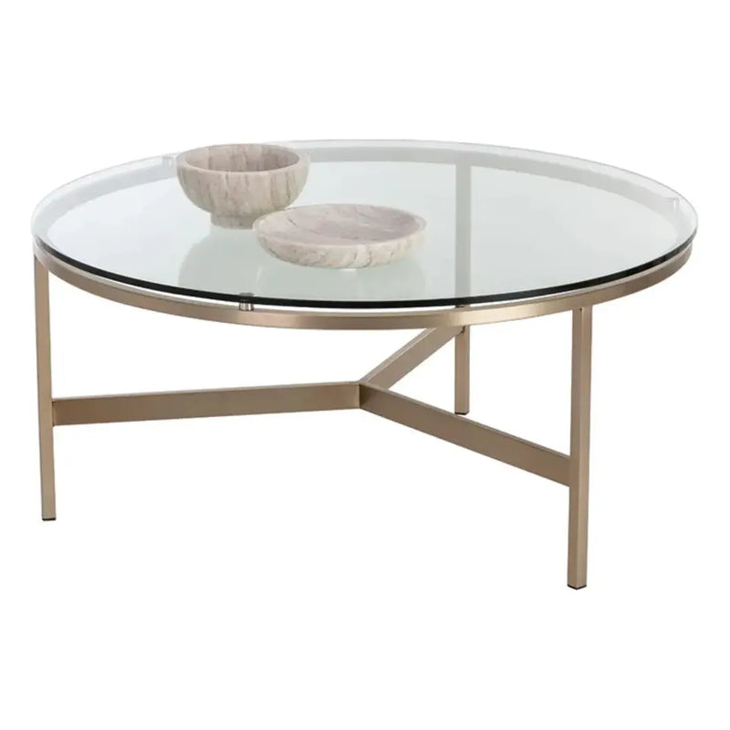 Flato Iron Framed Round Coffee Table-Coffee Tables-SUNPAN-LOOMLAN