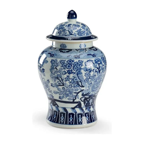 Floral Covered Porcelain Urn - LOOMLAN - Chelsea House - Vases & Jars