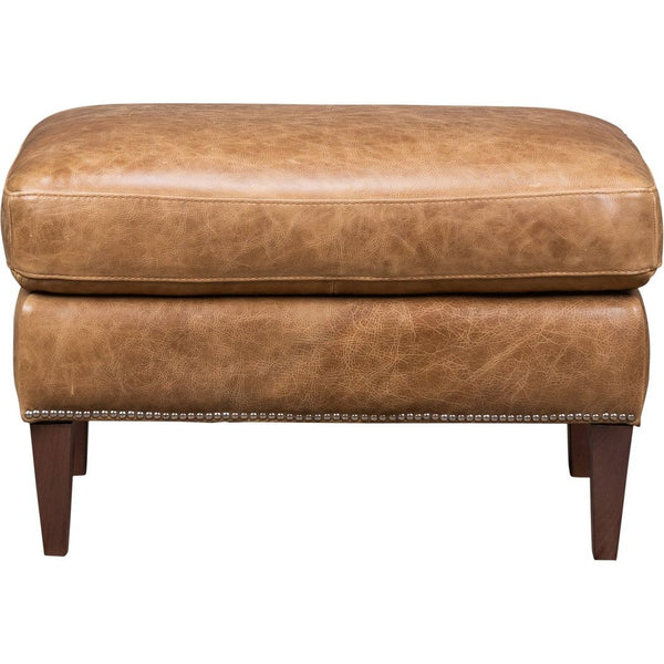 Olivia + Quinn-Florence Leather In Venerando Umber Ottoman-Ottomans-LOOMLAN