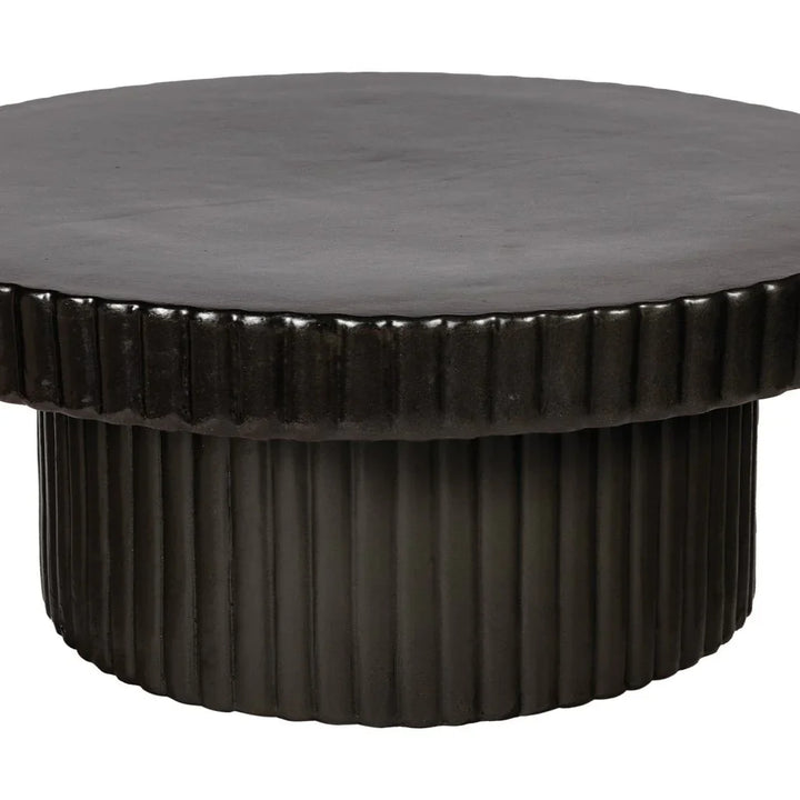 Flute Ceramic Glazed Patio Coffee Table-Outdoor Coffee Tables-Seasonal Living-LOOMLAN