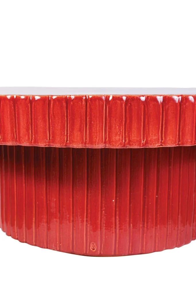 Flute Ceramic Glazed Patio Coffee Table-Outdoor Coffee Tables-Seasonal Living-LOOMLAN