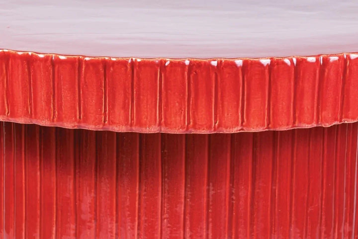 Flute Ceramic Glazed Patio Coffee Table-Outdoor Coffee Tables-Seasonal Living-LOOMLAN