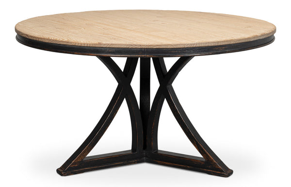 Flying Buttress Dining Table Antique Black-Dining Tables-Sarreid-LOOMLAN