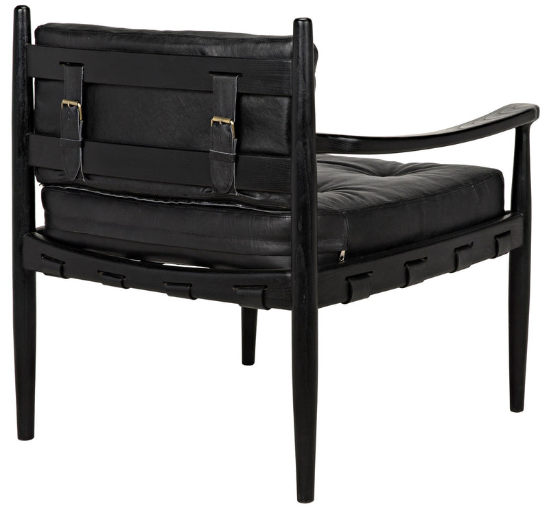 Fogel Wood Black Lounge Chair-Accent Chairs-Noir-LOOMLAN