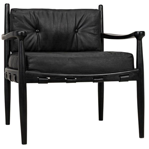 Fogel Wood Black Lounge Chair-Accent Chairs-Noir-LOOMLAN