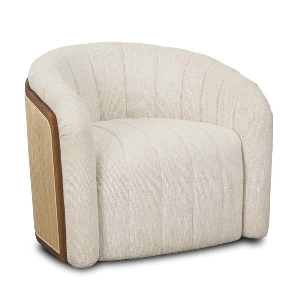 Fonda Cream Fabric Swivel Club Chair