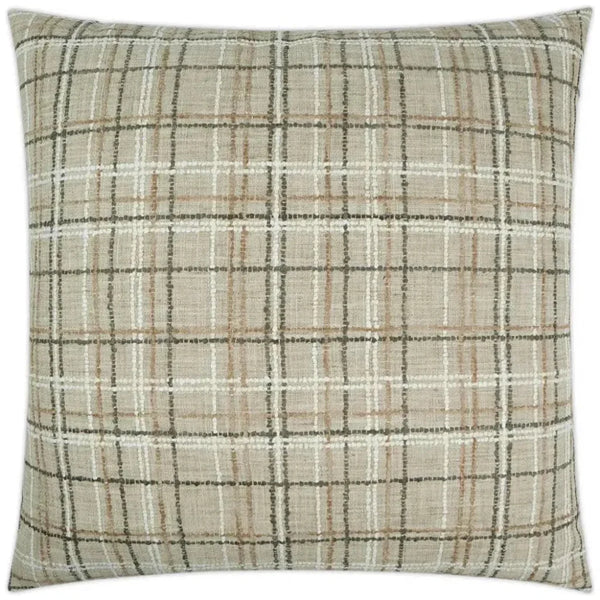 Foothills Plaid Check Taupe Large Throw Pillow Insert - LOOMLAN - D.V. Kap - Throw Pillows