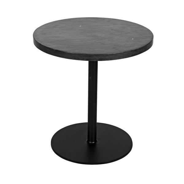 Ford Steel and Marble Low Round Side Table-Side Tables-Noir-LOOMLAN