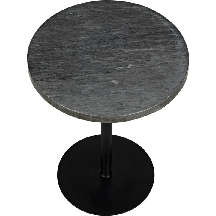 Ford Steel and Marble Tall Round Side Table - LOOMLAN - Noir - Side Tables