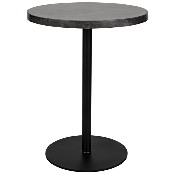 Ford Steel and Marble Tall Round Side Table-Side Tables-Noir-LOOMLAN