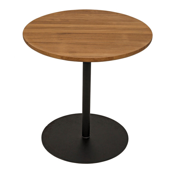 Ford Teak Wooda and Steel Base Small Round Side Table-Side Tables-Noir-LOOMLAN