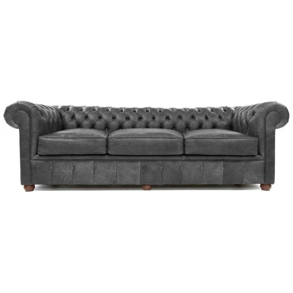 Forever Young Gray Chesterfield Leather Sofa USA Made