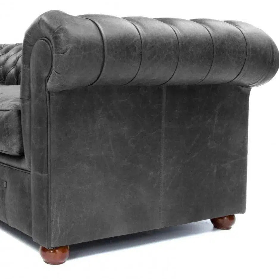 Forever Young Gray Chesterfield Leather Sofa USA Made