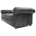 Forever Young Gray Chesterfield Leather Sofa USA Made