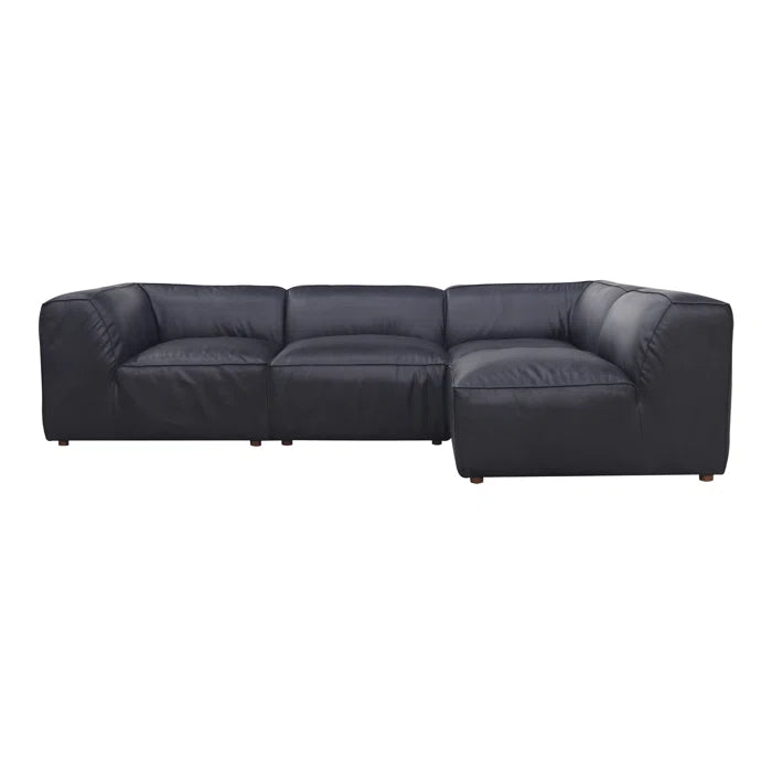 Form Black Leather Convertible Modular Sectional Couch 4PC Lounge Sectional Modular Sofas LOOMLAN By Moe's Home