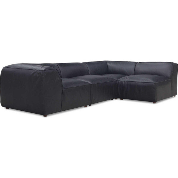 Form Black Leather Convertible Modular Sectional Couch 4PC Lounge Sectional Modular Sofas LOOMLAN By Moe's Home