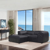 Form Black Leather Ottoman Modular Component Convertible Leather Sectional Modular Components LOOMLAN By Moe's Home