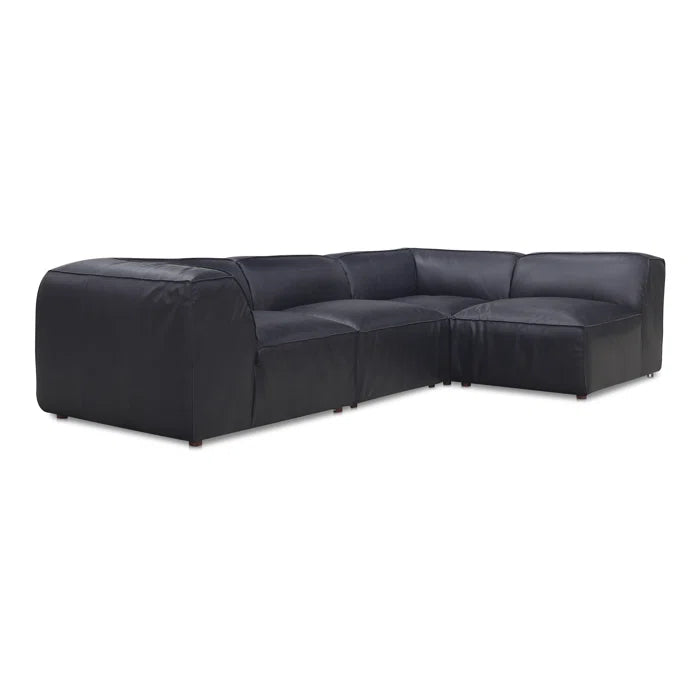 Form Black Leather Slipper Chair Modular Component Convertible Leather Sectional Modular Components LOOMLAN By Moe's Home