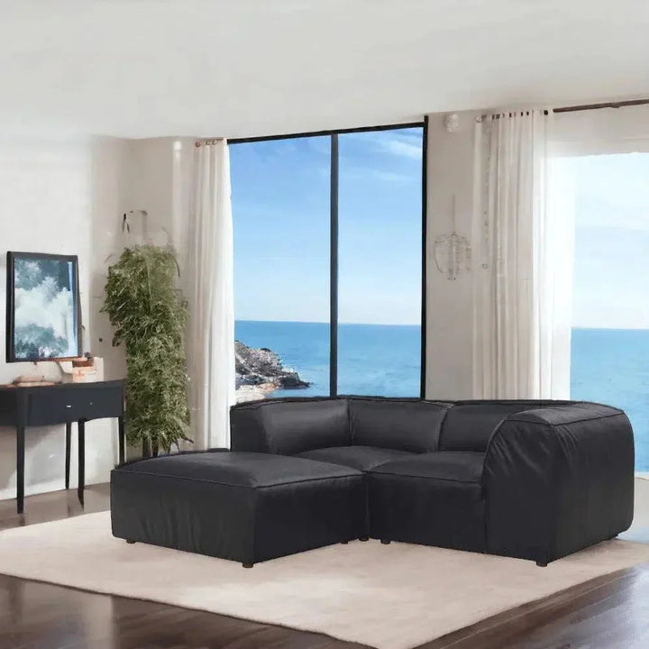 Form Black Modular Couch 3PC Sectional With Ottoman-Modular Sofas-Moe's Home-LOOMLAN