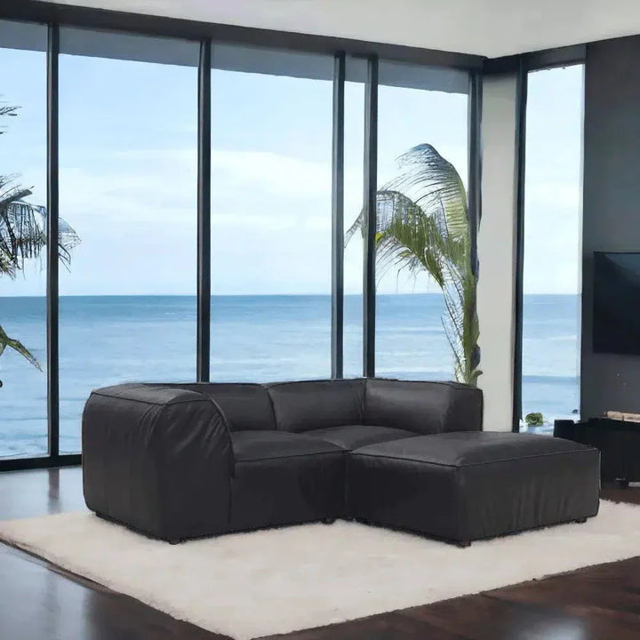 Form Black Modular Couch 3PC Sectional With Ottoman-Modular Sofas-Moe's Home-LOOMLAN