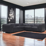 Form Black Modular Leather Sectional Couch 5PC Convertible Leather Sectional Modular Sofas LOOMLAN By Moe's Home