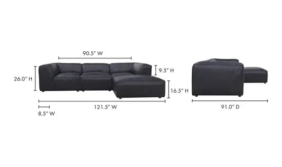 Form Black Modular Sectional Couch 4PC Convertible Modular Sectional With Ottoman Modular Sofas LOOMLAN By Moe's Home