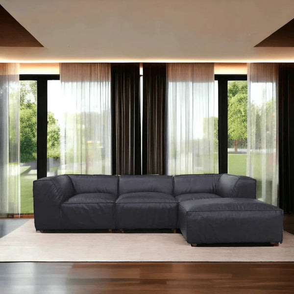 Form Black Modular Sectional Couch 4PC Convertible Modular Sectional With Ottoman Modular Sofas LOOMLAN By Moe's Home