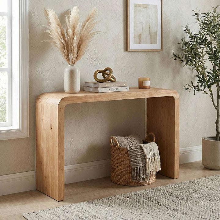Get Form Curve Small Console Solid Acacia Wood Elegance – LOOMLAN