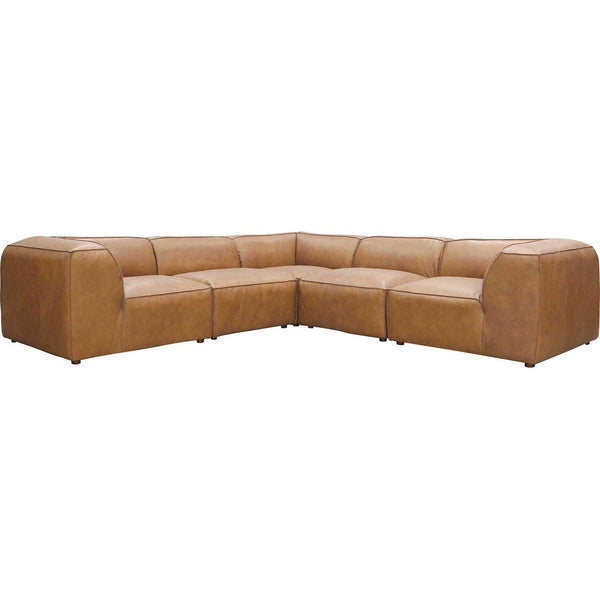Form Tan Modular Leather Sectional Couch 5PC Convertible Leather Sectional Modular Sofas LOOMLAN By Moe's Home