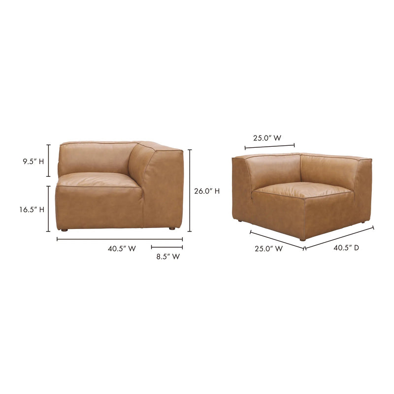 Form Tan Sectional Modular Leather Corner Chair Modular Component Modular Components LOOMLAN By Moe's Home