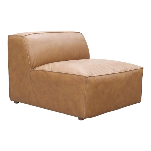 Form Tan Sectional Modular Leather Slipper Chair Modular Component Modular Components LOOMLAN By Moe's Home