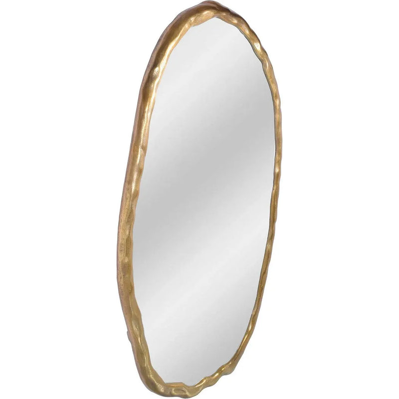 Moe's Home-Foundry Aluminum Gold Oval Wall Mirror-Wall Mirrors-LOOMLAN