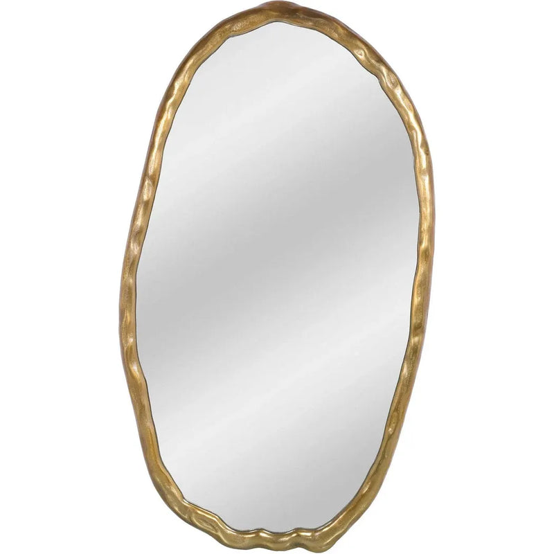 Moe's Home-Foundry Aluminum Gold Oval Wall Mirror-Wall Mirrors-LOOMLAN