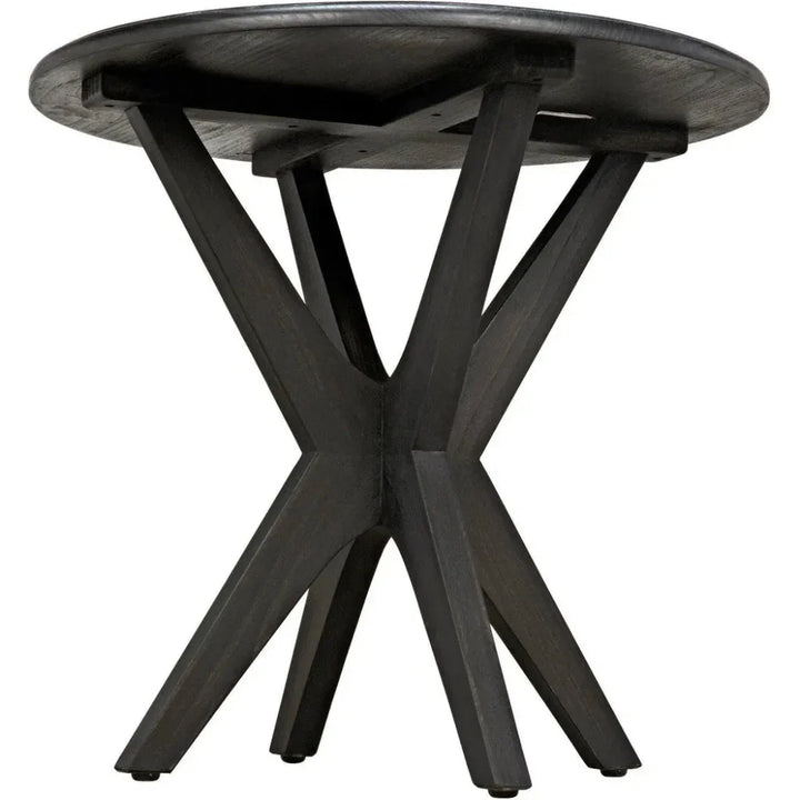 Round Wood Side Table 23.5 Inch Charcoal Black | LOOMLAN