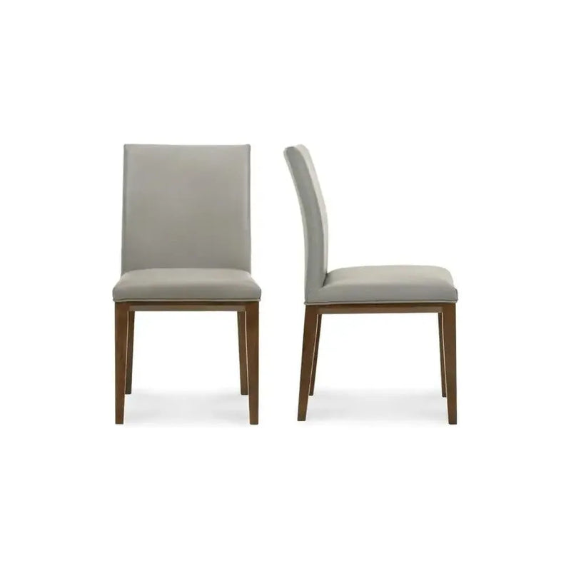 Frankie Leather Side Dining Chair 2PC-Dining Chairs-Moe's Home-Grey-LOOMLAN