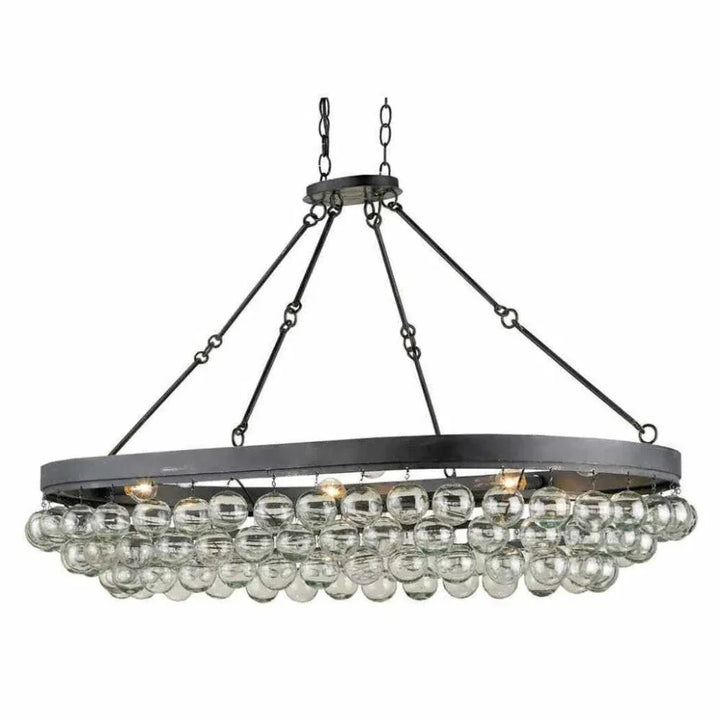 French Black Balthazar Oval Chandelier - LOOMLAN - Currey & Co - Chandeliers