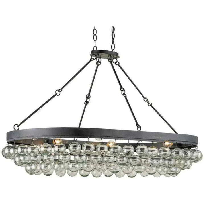 French Black Balthazar Oval Chandelier - LOOMLAN - Currey & Co - Chandeliers