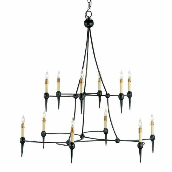 French Black Danielli Chandelier - LOOMLAN - Currey & Co - Chandeliers