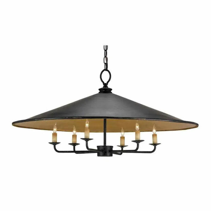 French Black Gold Brussels Chandelier - LOOMLAN - Currey & Co - Chandeliers