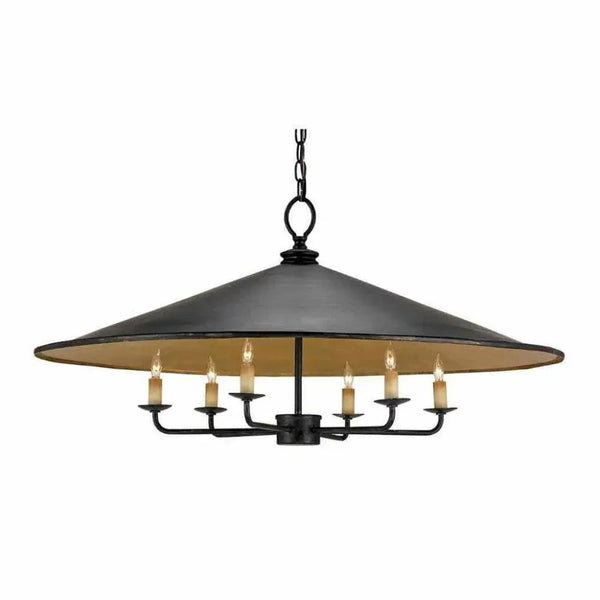 French Black Gold Brussels Chandelier - LOOMLAN - Currey & Co - Chandeliers