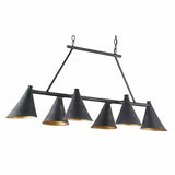 French Black Gold Leaf Culpepper Rectangular Chandelier